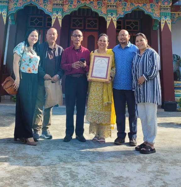 Recognition from the Yolmova Buddhist Association, Darjeeling